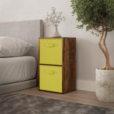 URBNLIVING 54cm Height Rustic Brown 2-Tier Cube Shelving Unit with ...