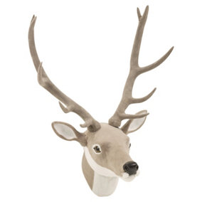 URBNLIVING 55cm Wall Mounted Reindeer Head Grey Decoration Stag Ornament Deer Antler Trophy Christmas