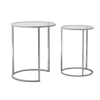 URBNLIVING 59cm Height Round Nesting Side Coffee Tables Transparent ...