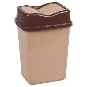 URBNLIVING 5L Cappuccino Colour Plastic Waste Recycling Bin With Butterfly Lid for Kitchen or Office
