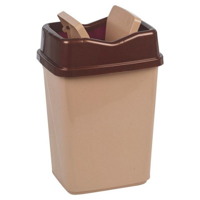 URBNLIVING 5L Cappuccino Colour Plastic Waste Recycling Bin With Butterfly Lid for Kitchen or Office
