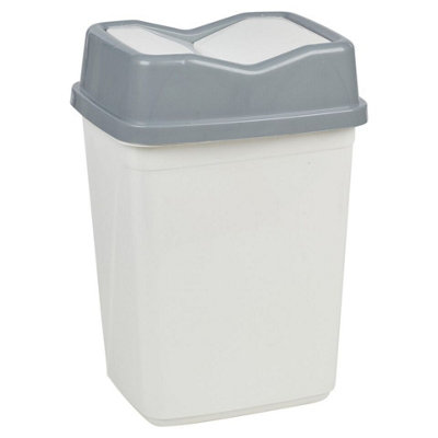 URBNLIVING 5L Grey & White Colour Plastic Waste Recycling Bin With Butterfly Lid for Kitchen or Office