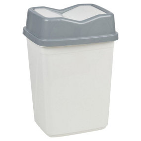URBNLIVING 5L Grey & White Colour Plastic Waste Recycling Bin With Butterfly Lid for Kitchen or Office