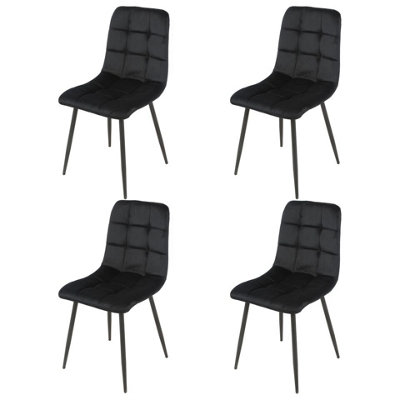 URBNLIVING 5pcs Crimea Shinny Modern Ceramic Top Dining Table & Black Velvet Chairs with Metal Legs