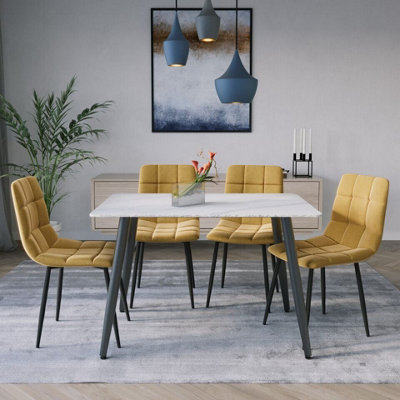White table yellow chairs sales