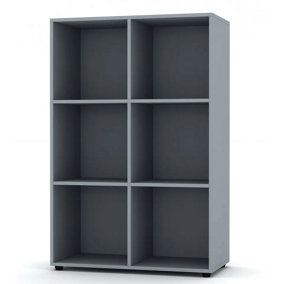 URBNLIVING 6 Cube Grey Wooden Bookcase Shelving Display Shelves Storage Unit Wood Shelf Without Door