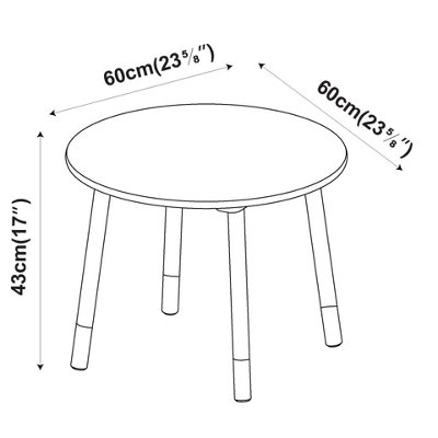 URBNLIVING 60cm Depth Kids Wooden Round Grey Table with 4 Chair ...