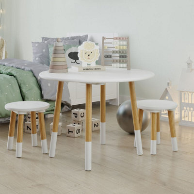 Melissa & Doug Tavolino Rotondo In Legno Con 2 Sedie Per Bambini: Colore Legno Chiaro/Bianco, Perfetto Per Giochi E Attività, Età 3-8 Anni - 5