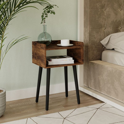 URBNLIVING 60cm Height Modern Bedside Rustic Brown Table Storage ...