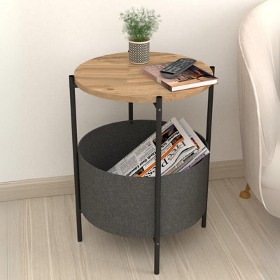 URBNLIVING 60cm Height Round Pine Wooden Side Table with