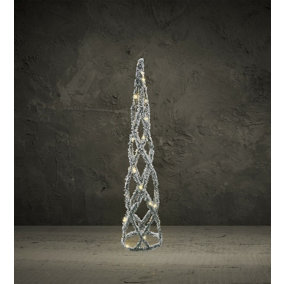 URBNLIVING 60cm LED Light Up Christmas Tree Cone Pyramids Glitter Fairy Green And White Snow Colour