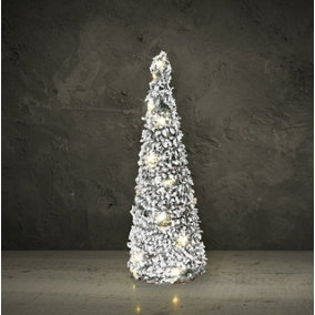 URBNLIVING 60cm LED Light Up Christmas Tree Cone Pyramids Glitter Fairy Ornament Green Snow With Glitter Colour