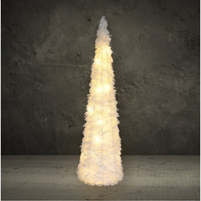 URBNLIVING 60cm LED Light Up Christmas Tree Cone Pyramids Glitter Fairy White Snow Colour
