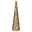 URBNLIVING 60cm LED Light Up Christmas Tree Gold Single Cone Pyramids Glitter Fairy Lights Ornament