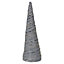 URBNLIVING 60cm LED Light Up Christmas Tree Silver with Glitter Single Cone Pyramids Glitter Fairy Lights Ornament