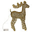 URBNLIVING 60cm LED Light Up Standing Reindeer Gold Glitter Rattan Wire Frame Christmas Home Decoration