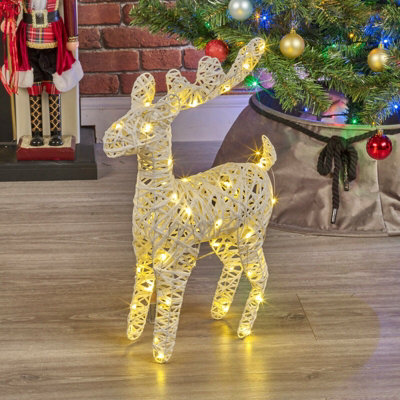 Christmas LED Reindeer Decoration Light Up Stag Rattan Statue Xmas Decor Gift