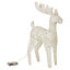 URBNLIVING 60cm LED Light Up Standing Reindeer White Glitter Rattan Wire Frame Christmas Home Decoration