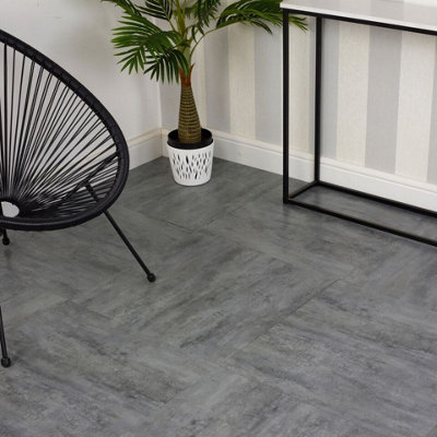 URBNLIVING 60cm Square Marble Effect Vinyl Floor Tiles Self Adhesive Flooring Planks Lino (Slate Grey)
