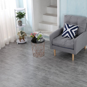 URBNLIVING 60cm Square Marble Effect Vinyl Floor Tiles Self Adhesive Flooring Planks Lino(Wood Grey)