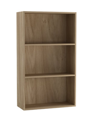 URBNLIVING 60cm Width Oak Colour Wide 3 Shelf Tier Wooden Bookcase Cabinet Storage Shelving Display Shelves Unit