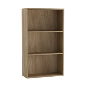 URBNLIVING 60cm Width Oak Colour Wide 3 Shelf Tier Wooden Bookcase Cabinet Storage Shelving Display Shelves Unit