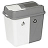 URBNLIVING 60L Duo Kitchen Bin Waste Garbage Can 2 Compartments With Bas Connectors (White/Grey)
