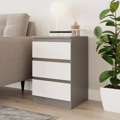 URBNLIVING 62cm Height 3 Drawers Modern Chest of Drawers Bedside 