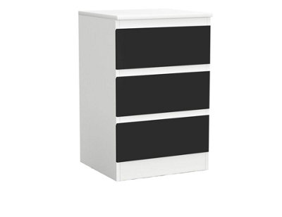 URBNLIVING 62cm Height 3 Drawers Modern Chest of Drawers Bedside Table for Living Room Office Hallway White & Black