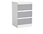 URBNLIVING 62cm Height 3 Drawers Modern Chest of Drawers Bedside Table for Living Room Office Hallway White & Grey