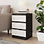 URBNLIVING 62cm Height Glossy 3 Drawers Bedside Cabinet Chest of Drawers with Smooth Metal Runner Black & White
