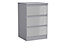 URBNLIVING 62cm Height Glossy 3 Drawers Bedside Cabinet Chest of Drawers with Smooth Metal Runner Grey & Grey
