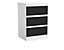 URBNLIVING 62cm Height Glossy 3 Drawers Bedside Cabinet Chest of Drawers with Smooth Metal Runner White & Black