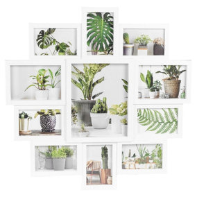 URBNLIVING 62cm Height Large Multi Aperture Collage Picture Frame Holds 11 Photos 6x4 White Wood Look