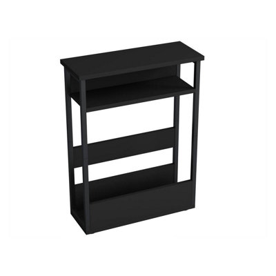 URBNLIVING 63cm Height Black 3 Tier Slim Coffee Side Table Newspaper ...