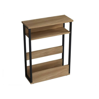 URBNLIVING 63cm Height Oak 3 Tier Slim Coffee Side Table Newspaper ...