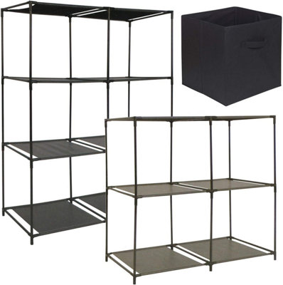 URBNLIVING 68.5cm Height Black Colour 6 Cubed Storage Cupboard With ...