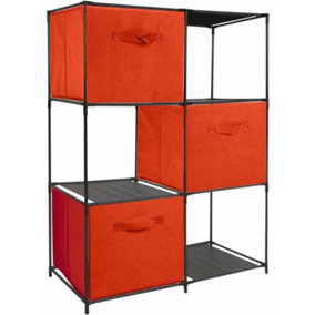 URBNLIVING 68.5cm Height Red Colour 6 Cubed Storage Cupboard With Baskets Shelf Rack Unit Closet