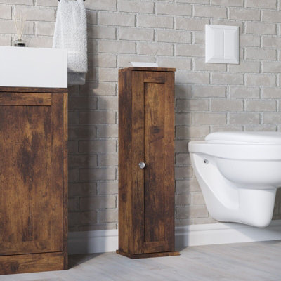 URBNLIVING 69cm Height Rustic Brown Wooden Bathroom Toilet Paper Dispenser