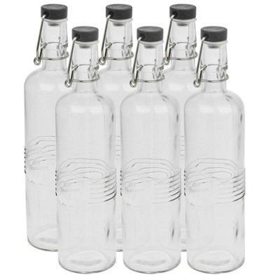 URBNLIVING 6pcs 700ml Glass Drinking Water Bottles Flip Swing Top Metal Clasp Airtight Lid