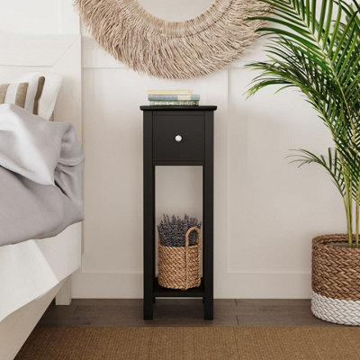 URBNLIVING 70cm Height Slim Bedside Nightstand Black Table 1 Storage Drawer  Bedroom Furniture Sofa Side Unit