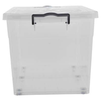 URBNLIVING 70L Clear Plastic Storage Box w/ Lid Rectangular Stackable ...
