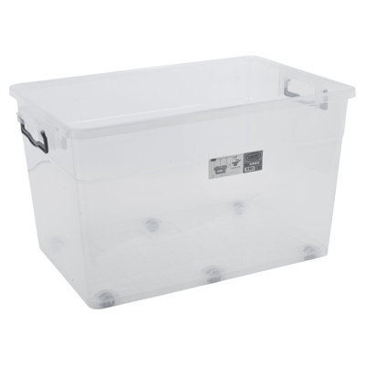 URBNLIVING 70L Clear Plastic Storage Box w/ Lid Rectangular Stackable ...