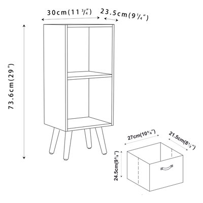 URBNLIVING 74cm Height Cedar Grey 2-Tier 2-Drawer Green Cube Shelving ...