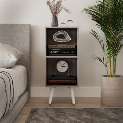 Curated visual reference: Fresh Look at Urbnliving 74Cm Height Cedar Grey 2 Tier Cube Display Cabinet