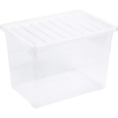 URBNLIVING 75 Litre Clear Container Plastic Storage Box With Clip Lid Set of 3