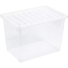 URBNLIVING 75 Litre Clear Container Plastic Storage Box With Clip Lid Set of 3