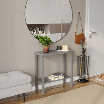 URBNLIVING 75cm Height 2-Tier Wooden Narrow Console Side Cedar Grey Table Entryway Hallway Furniture Home Office Unit