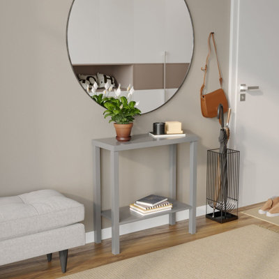 URBNLIVING 75cm Height 2-Tier Wooden Narrow Console Side Grey Table Entryway Hallway Furniture Home Office Unit