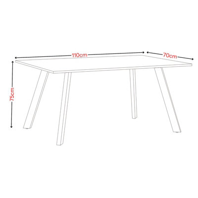 URBNLIVING 75cm Height 4-6 Person Large Oak Dining Table w/ Metal Legs ...